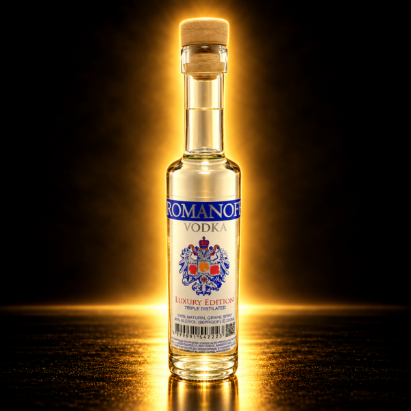 Romanoff Vodka – шише со златно осветлување