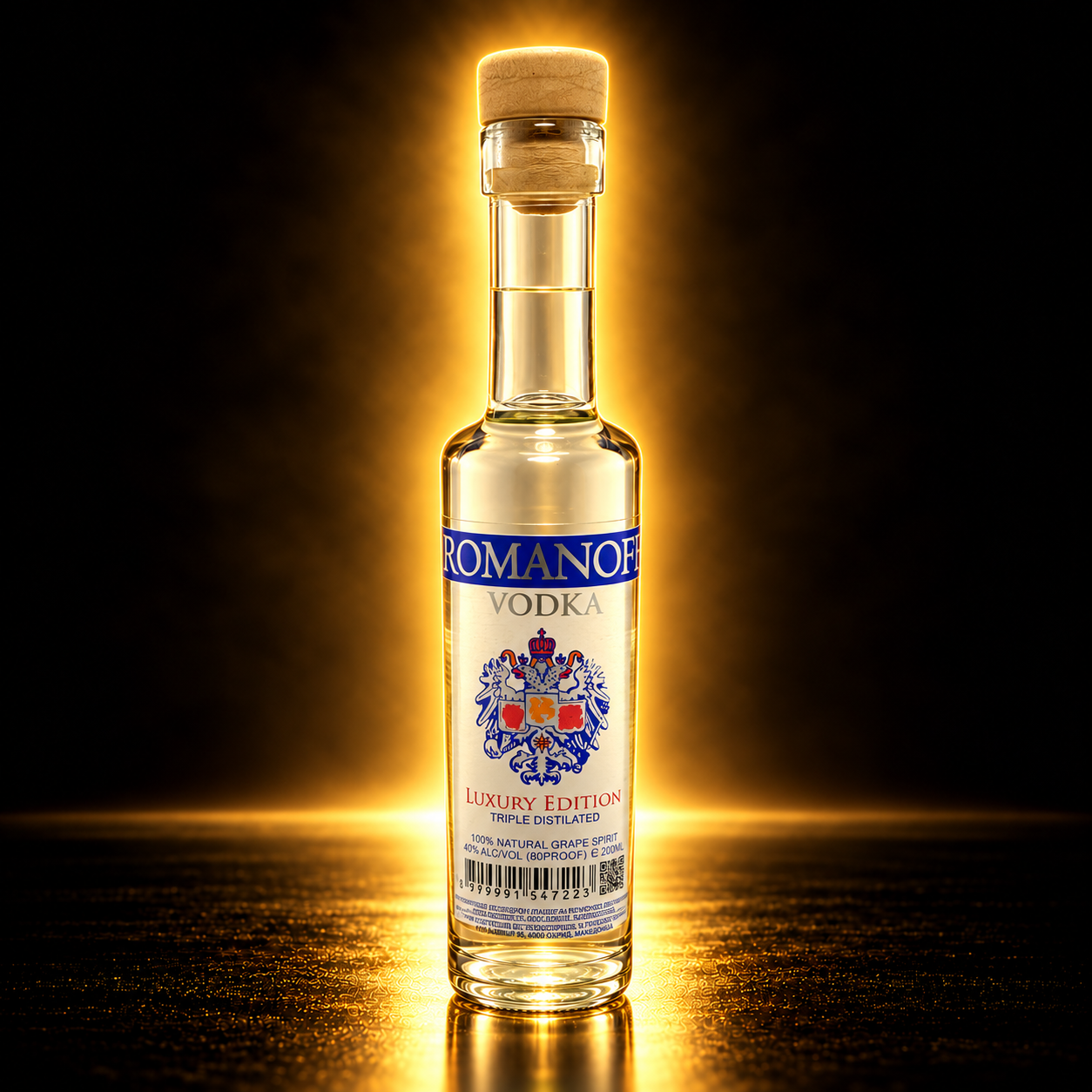 Romanoff Vodka – шише со златно осветлување