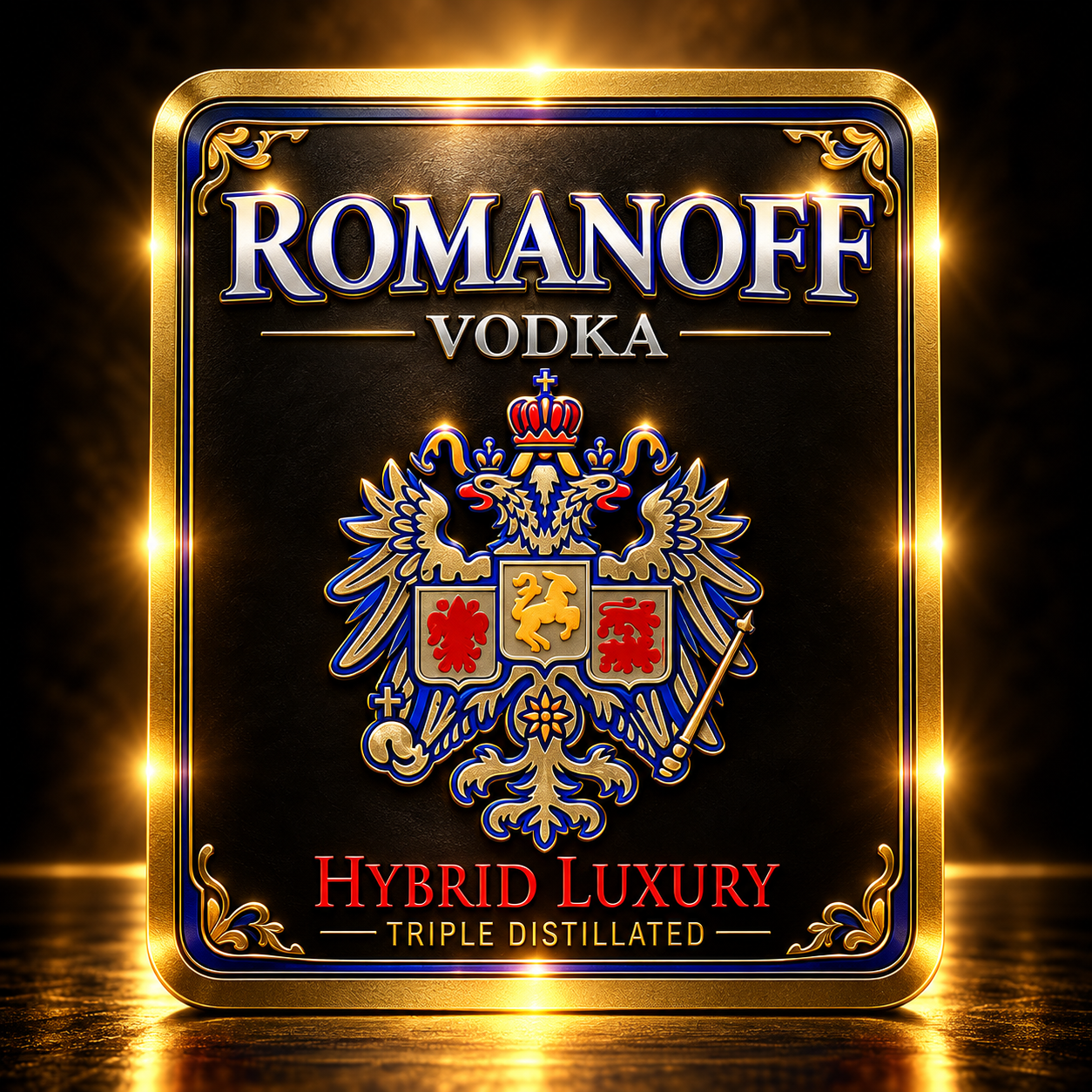 Етикета на вотка Romanoff со орел