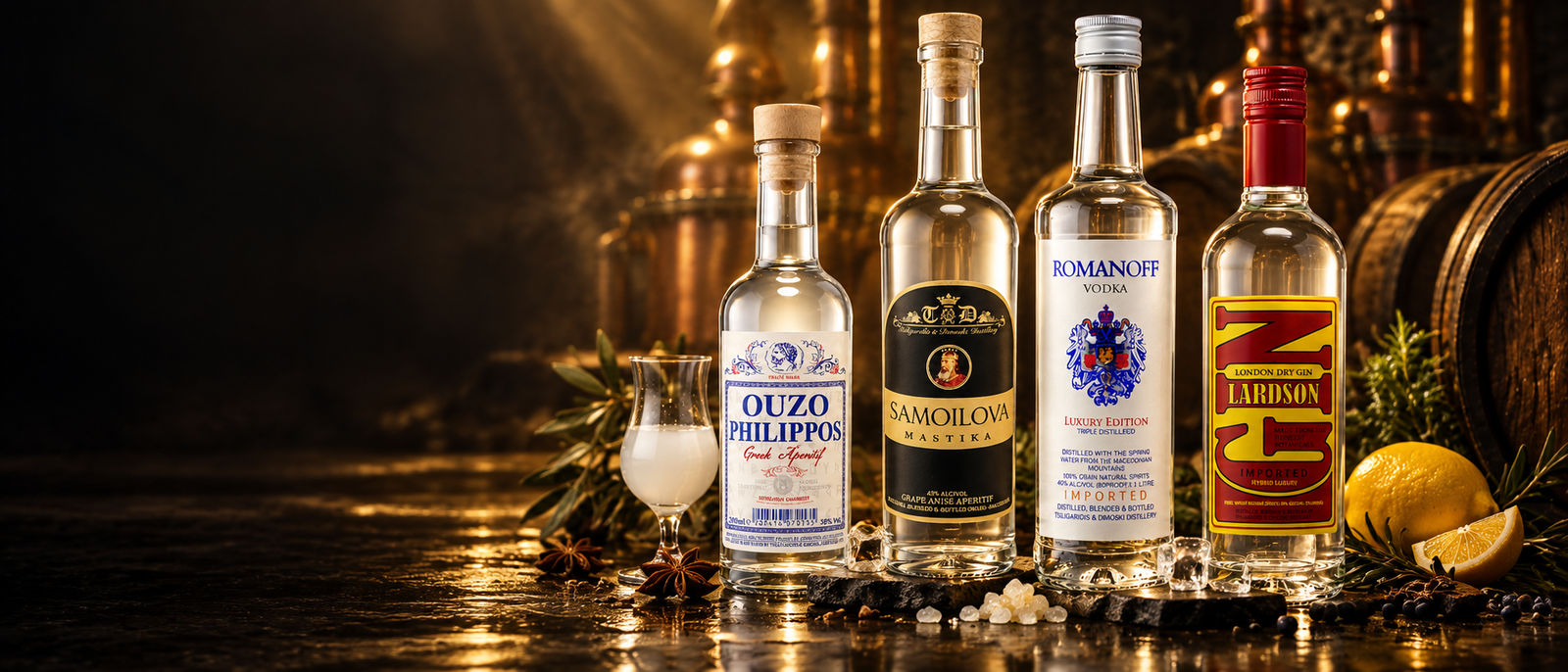 Dimoski Distillery selection of spirits